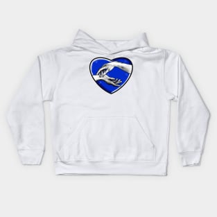 erotic hands in a royal blue heart cute gift Kids Hoodie